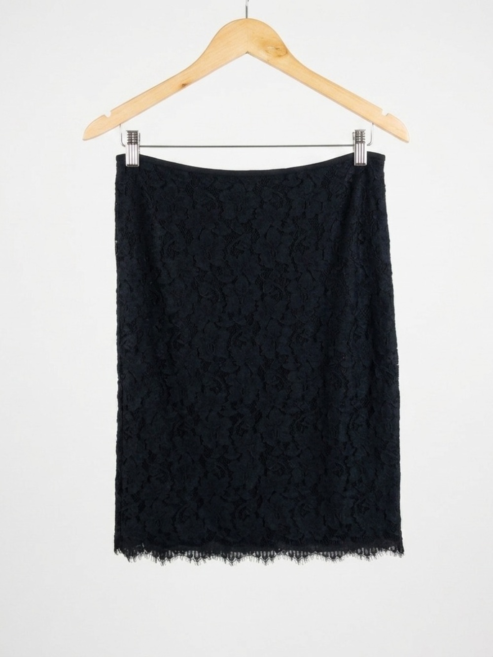DVF‎ Diane von Furstenberg Black Scotia Floral Lace Back Zip Pencil Skirt 8